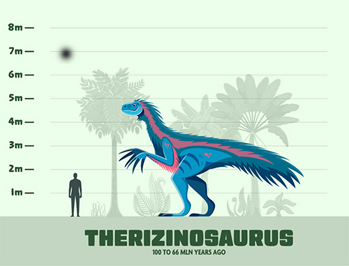 Therizinosaurus size compared to a human